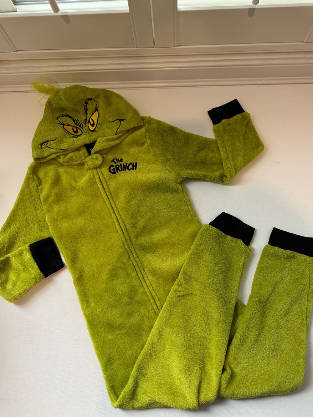 Dr. Seuss The Grinch Kids One Piece Fleece Pajama Costume Size 8